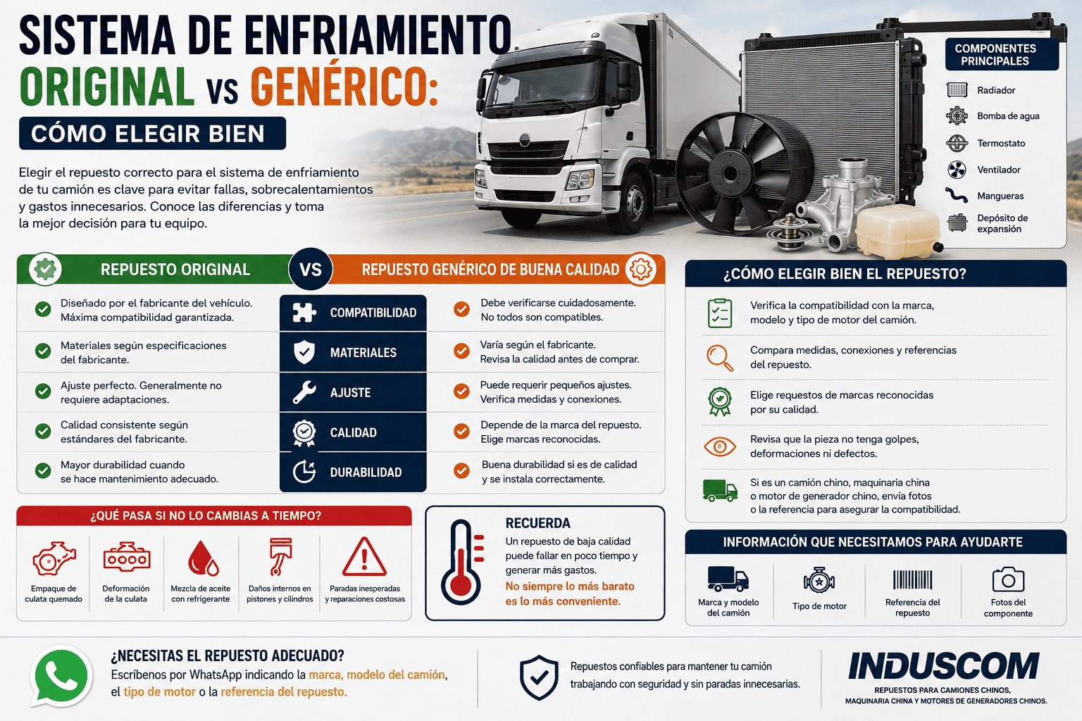 Sistema de enfriamiento original vs genérico: cómo elegir bien
