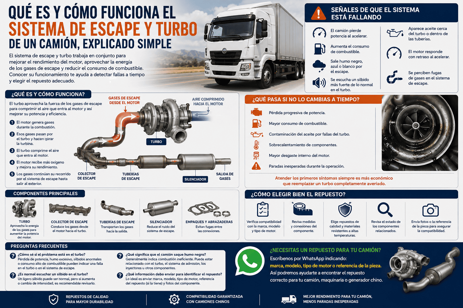 Qué es y cómo funciona el Sistema de escape y turbo de un camión, explicado simple
