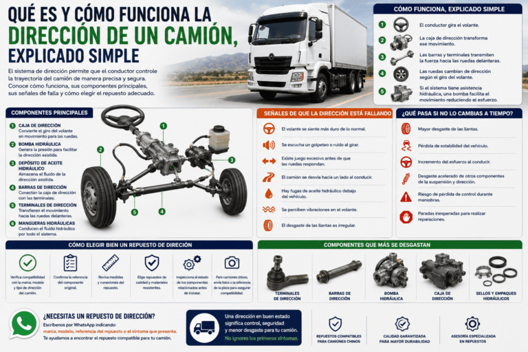 Qué es y cómo funciona la Dirección de un camión, explicado simple
