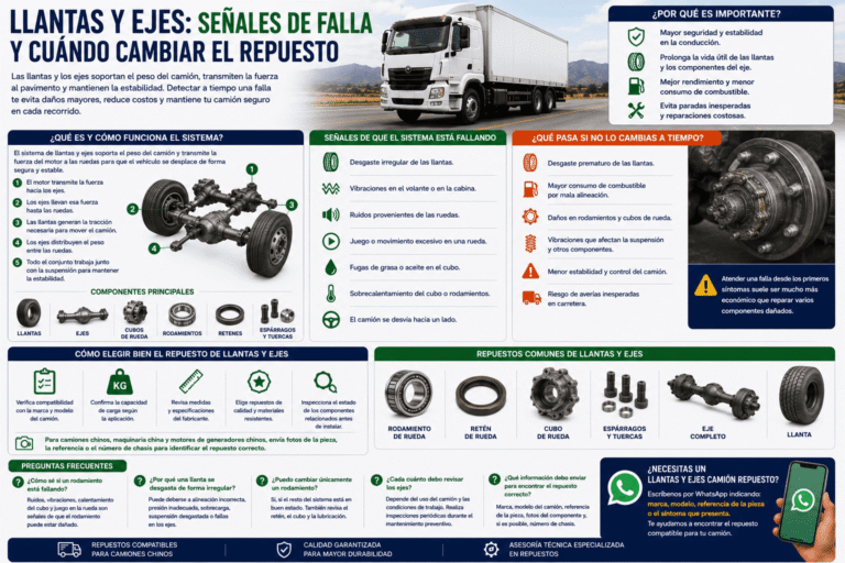 Llantas y ejes: señales de falla y cuándo cambiar el repuesto