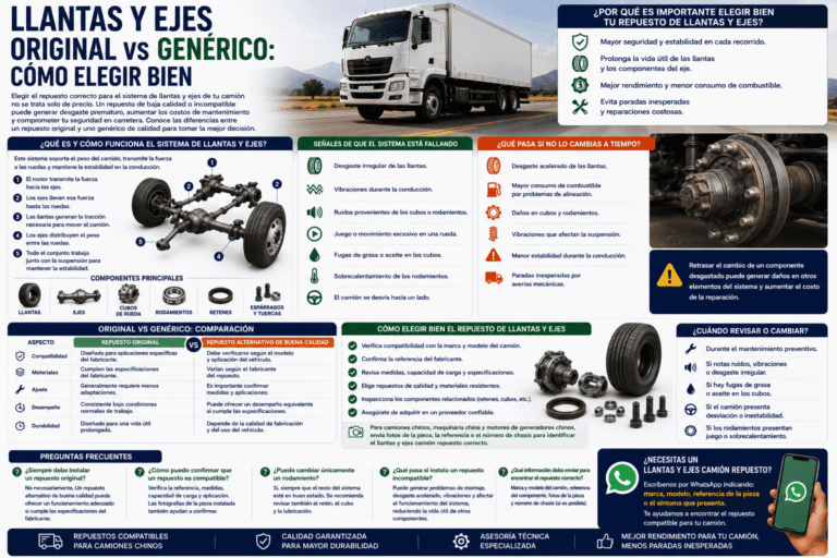Llantas y ejes original vs genérico: cómo elegir bien