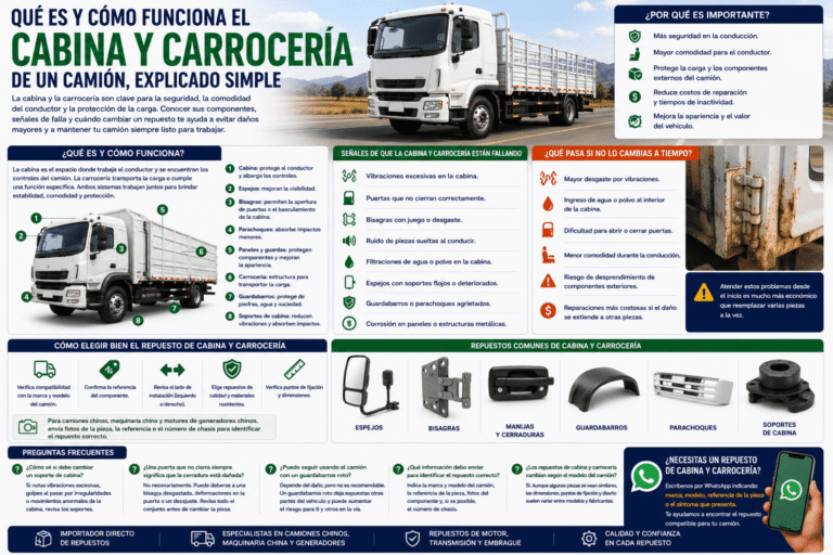 Qué es y cómo funciona el Cabina y carrocería de un camión, explicado simple