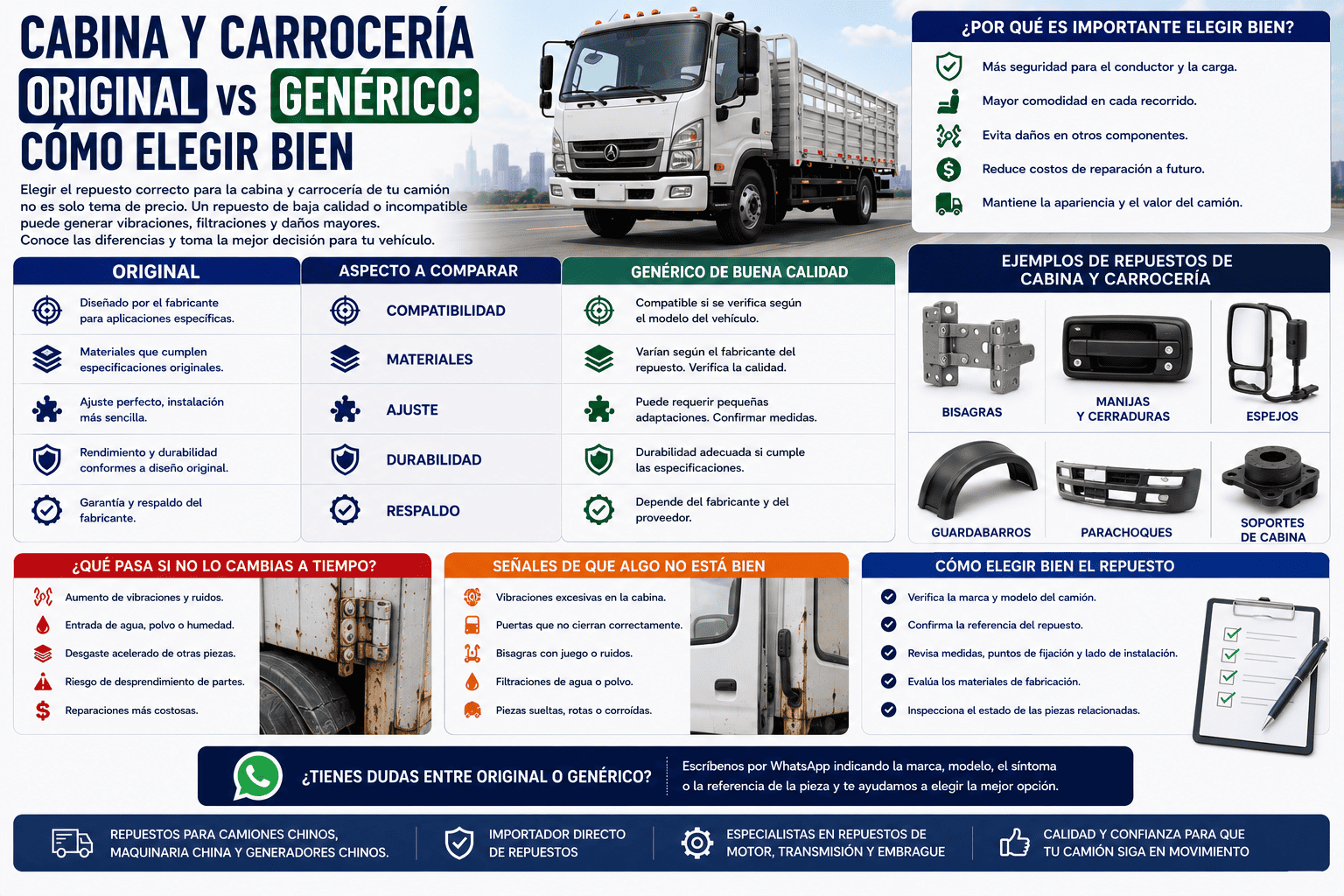 Cabina y carrocería original vs genérico: cómo elegir bien