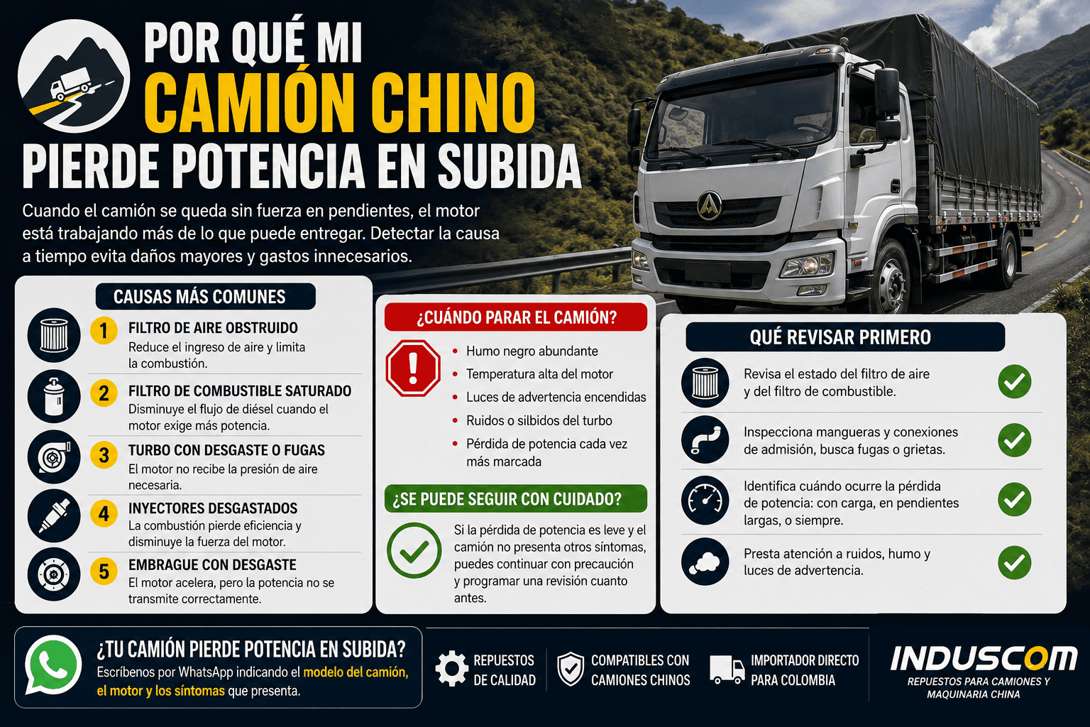 Por qué mi camión chino pierde potencia en subida