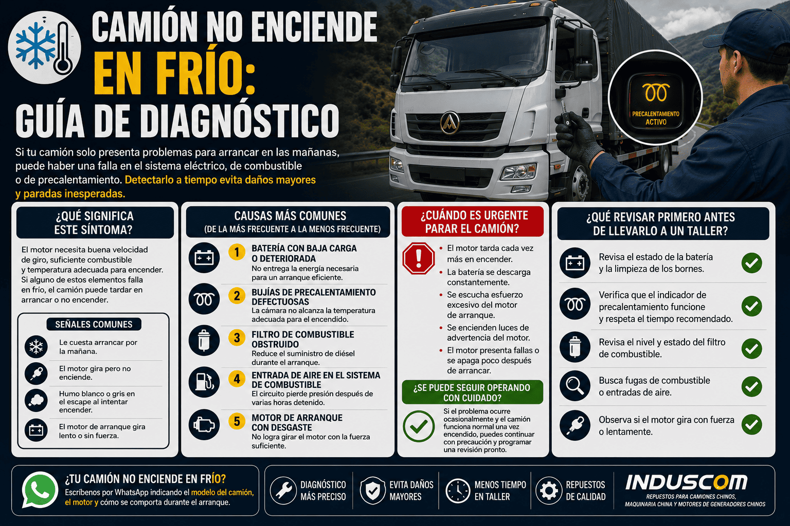 Camión no enciende en frío: guía de diagnóstico