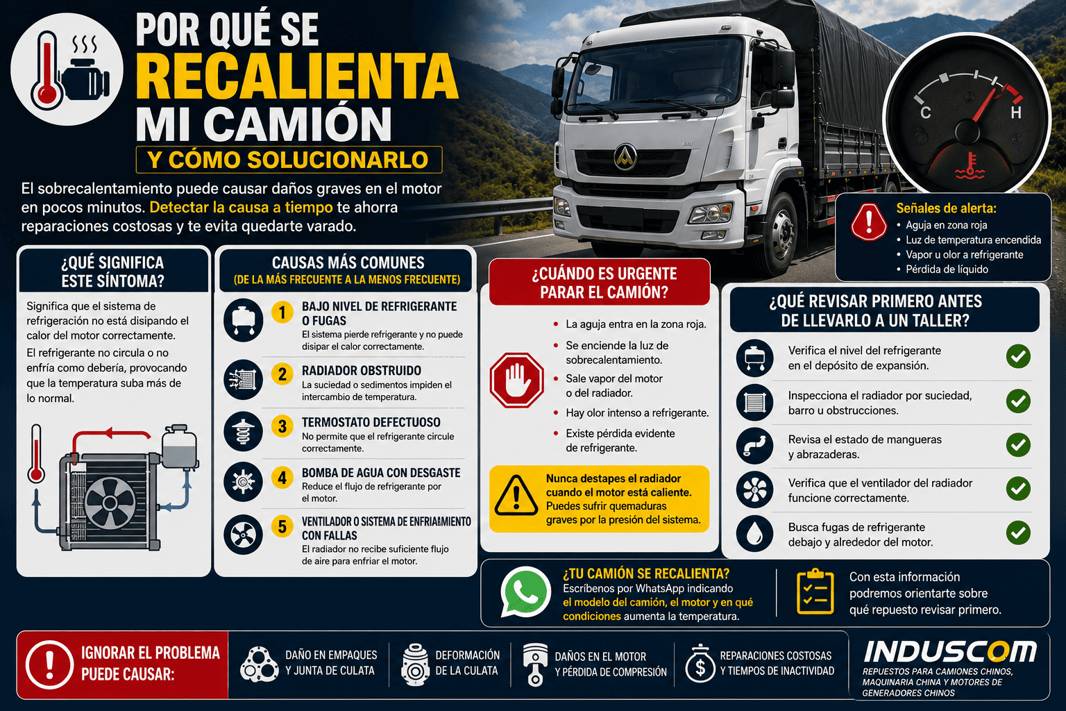 Por qué se recalienta mi camión y cómo solucionarlo