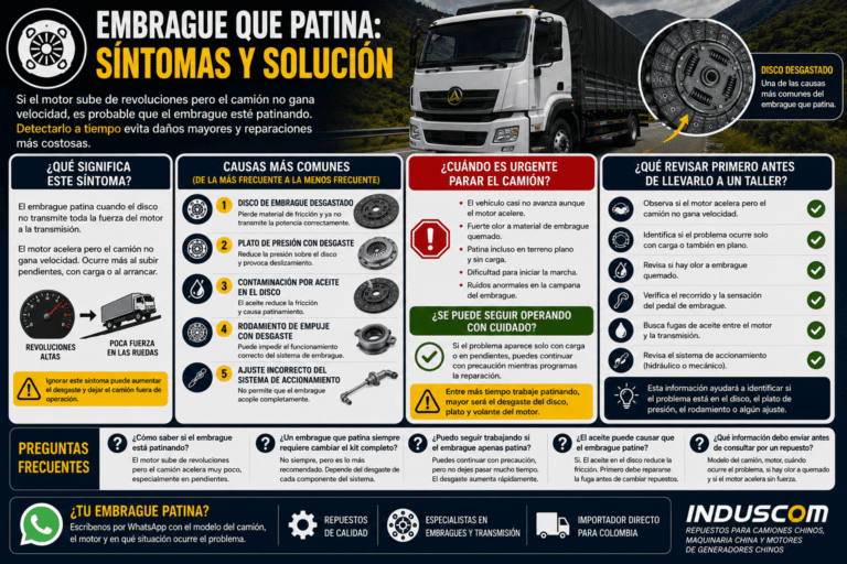 Embrague que patina: síntomas y solución