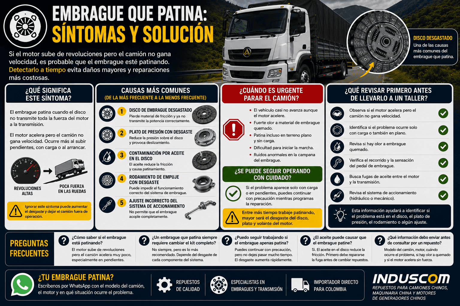 Embrague que patina: síntomas y solución