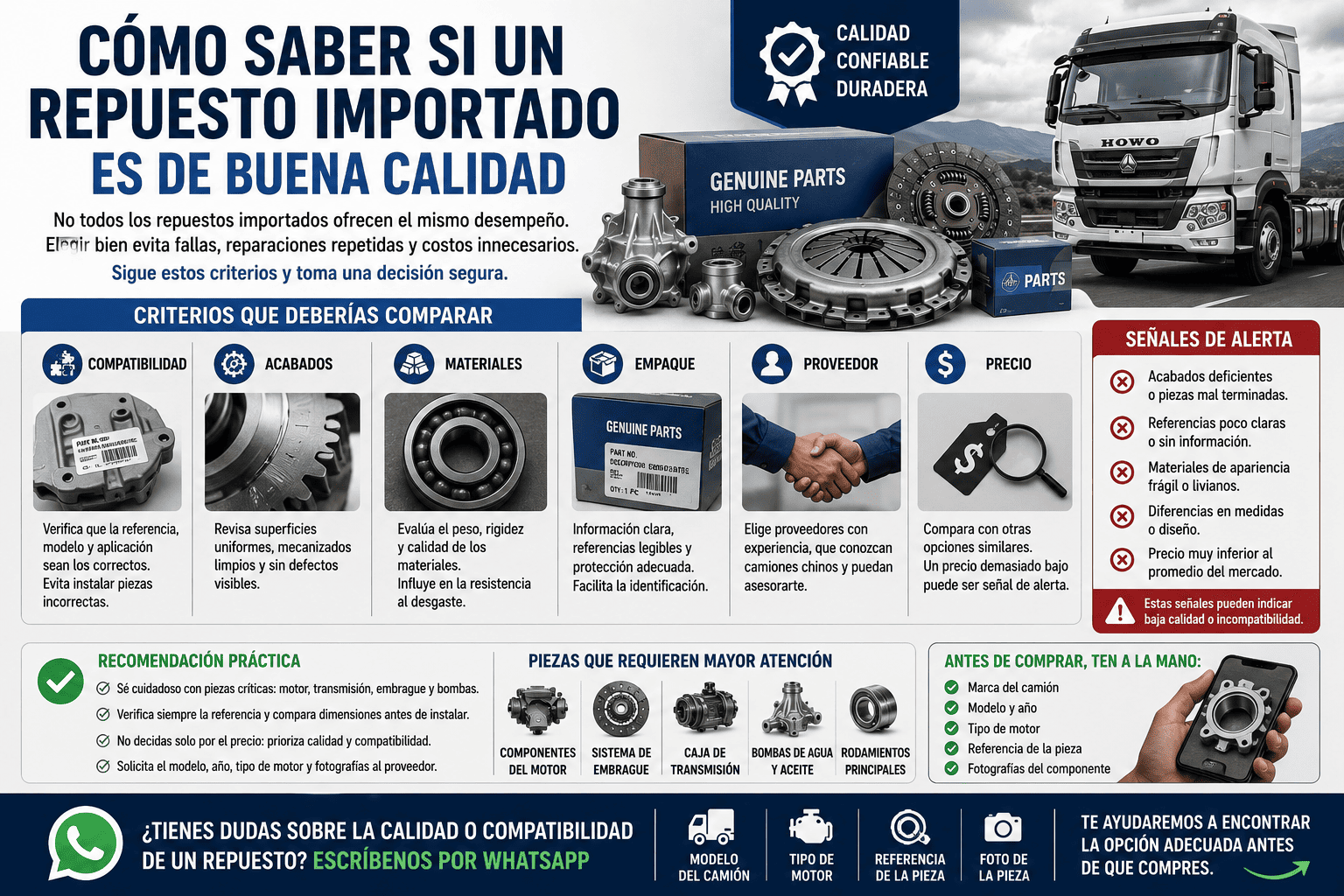 Cómo saber si un repuesto importado es de buena calidad