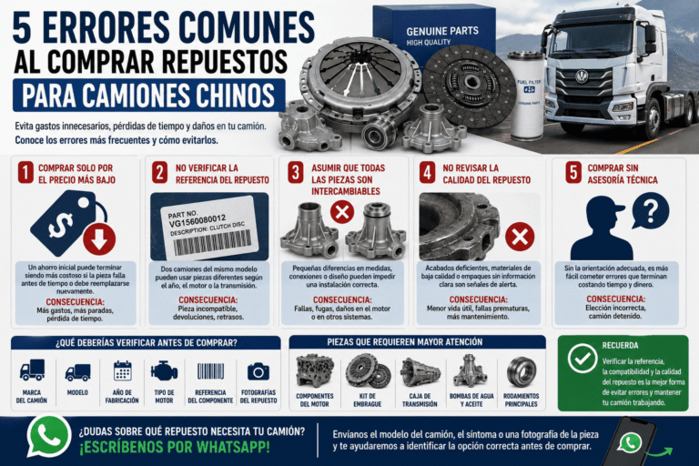 5 errores comunes al comprar repuestos para camiones chinos