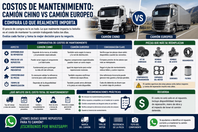 Costos de mantenimiento: camión chino vs camión europeo