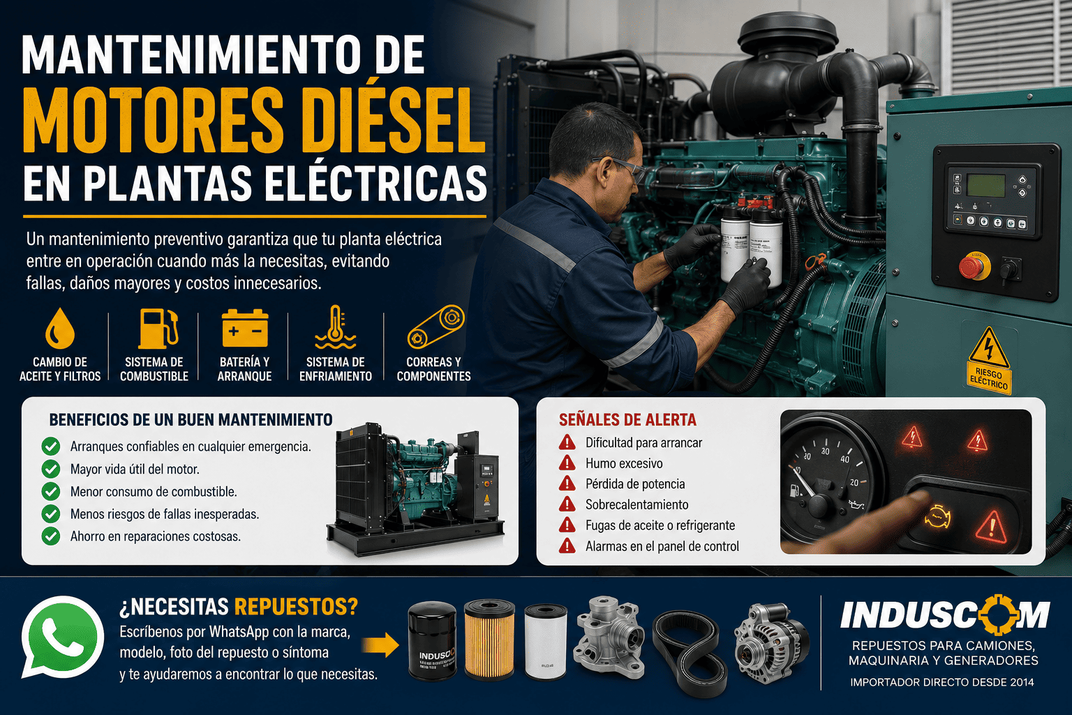 Mantenimiento de motores diésel en plantas eléctricas