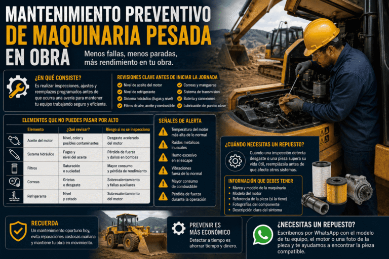 Mantenimiento preventivo de maquinaria pesada en obra