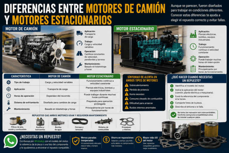 Diferencias entre motores de camión y motores estacionarios
