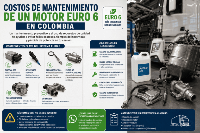 Costos de mantenimiento de un motor Euro 6 en Colombia