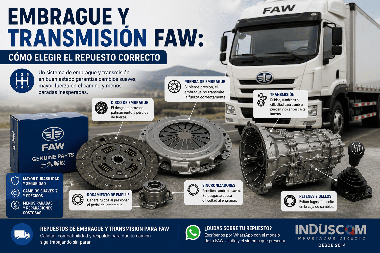 Embrague y transmisión FAW: cómo elegir el repuesto correcto