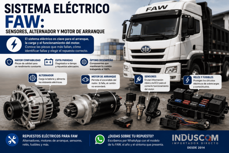 Sistema eléctrico FAW: sensores, alternador y motor de arranque