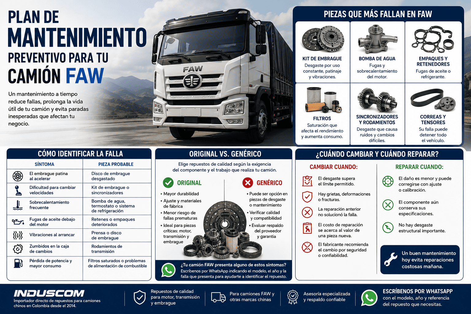 Plan de mantenimiento preventivo para tu camión FAW