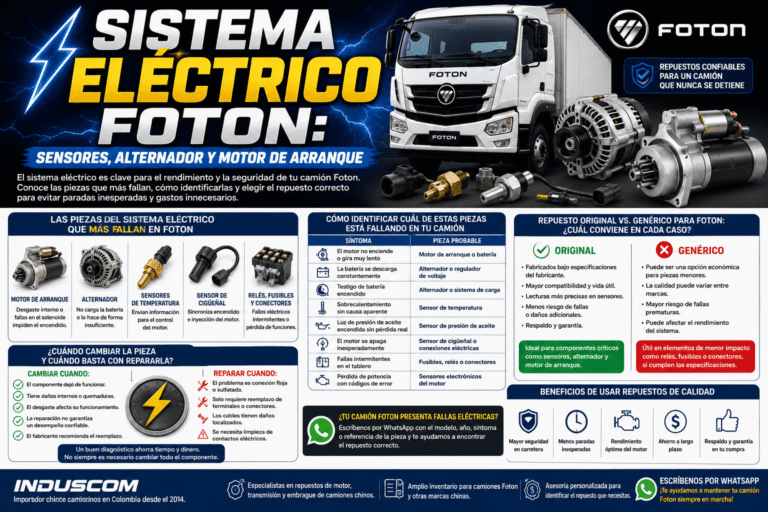 Sistema eléctrico Foton: sensores, alternador y motor de arranque