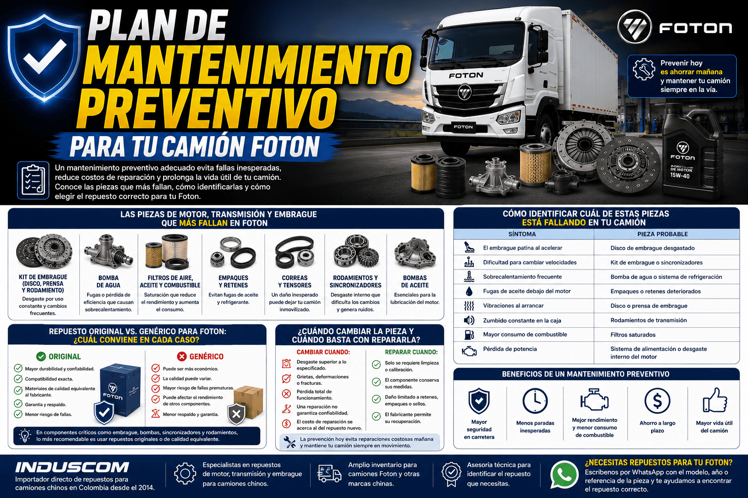 Plan de mantenimiento preventivo para tu camión Foton