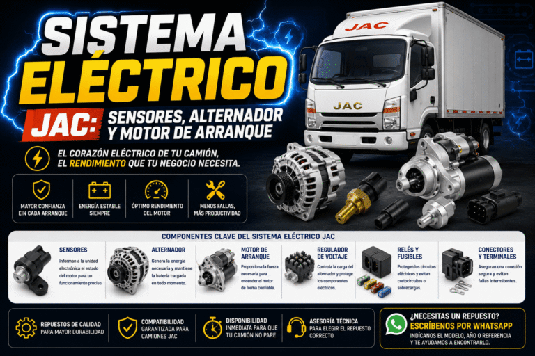 Sistema eléctrico JAC: sensores, alternador y motor de arranque
