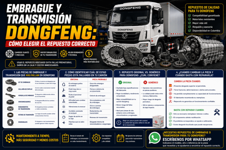 Embrague y transmisión Dongfeng: cómo elegir el repuesto correcto