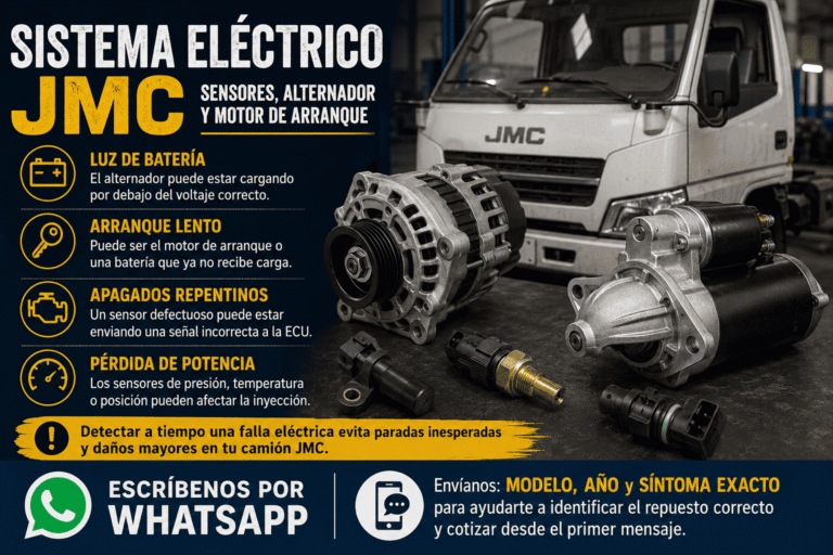 Sistema eléctrico JMC: sensores, alternador y motor de arranque