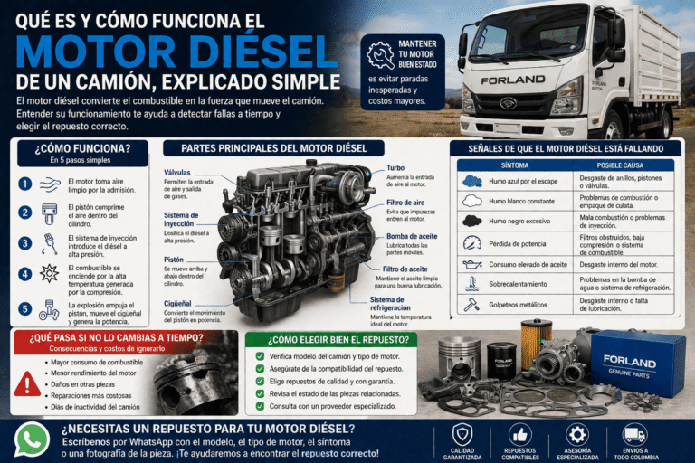 Qué es y cómo funciona el Motor diésel de un camión, explicado simple