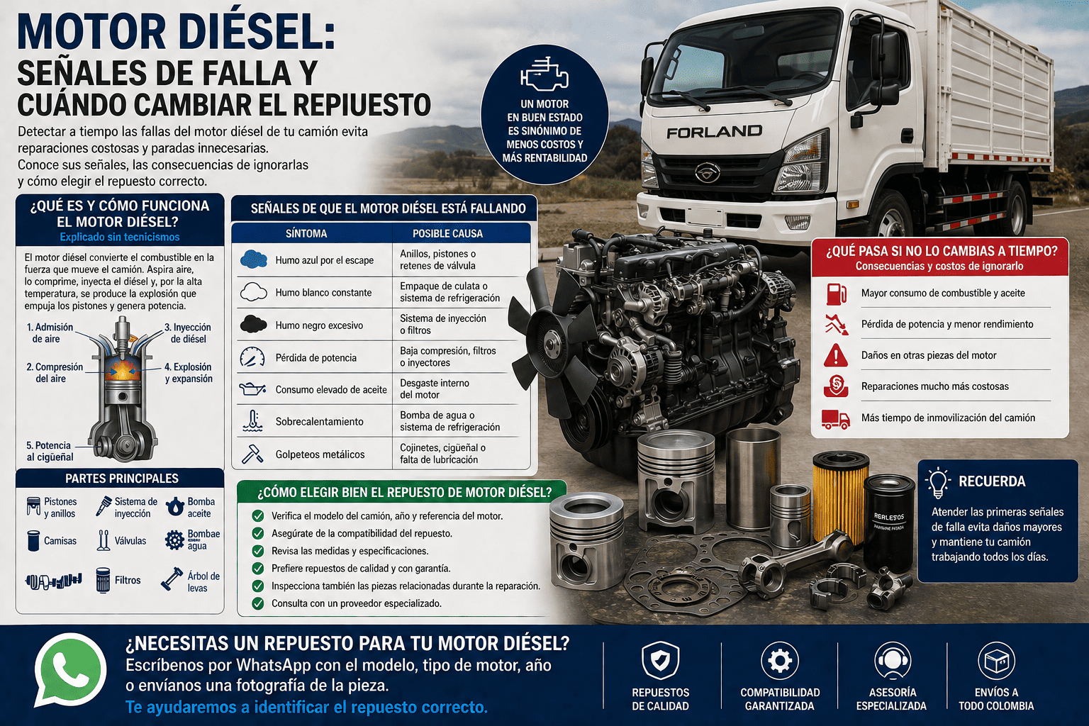 Motor diésel: señales de falla y cuándo cambiar el repuesto