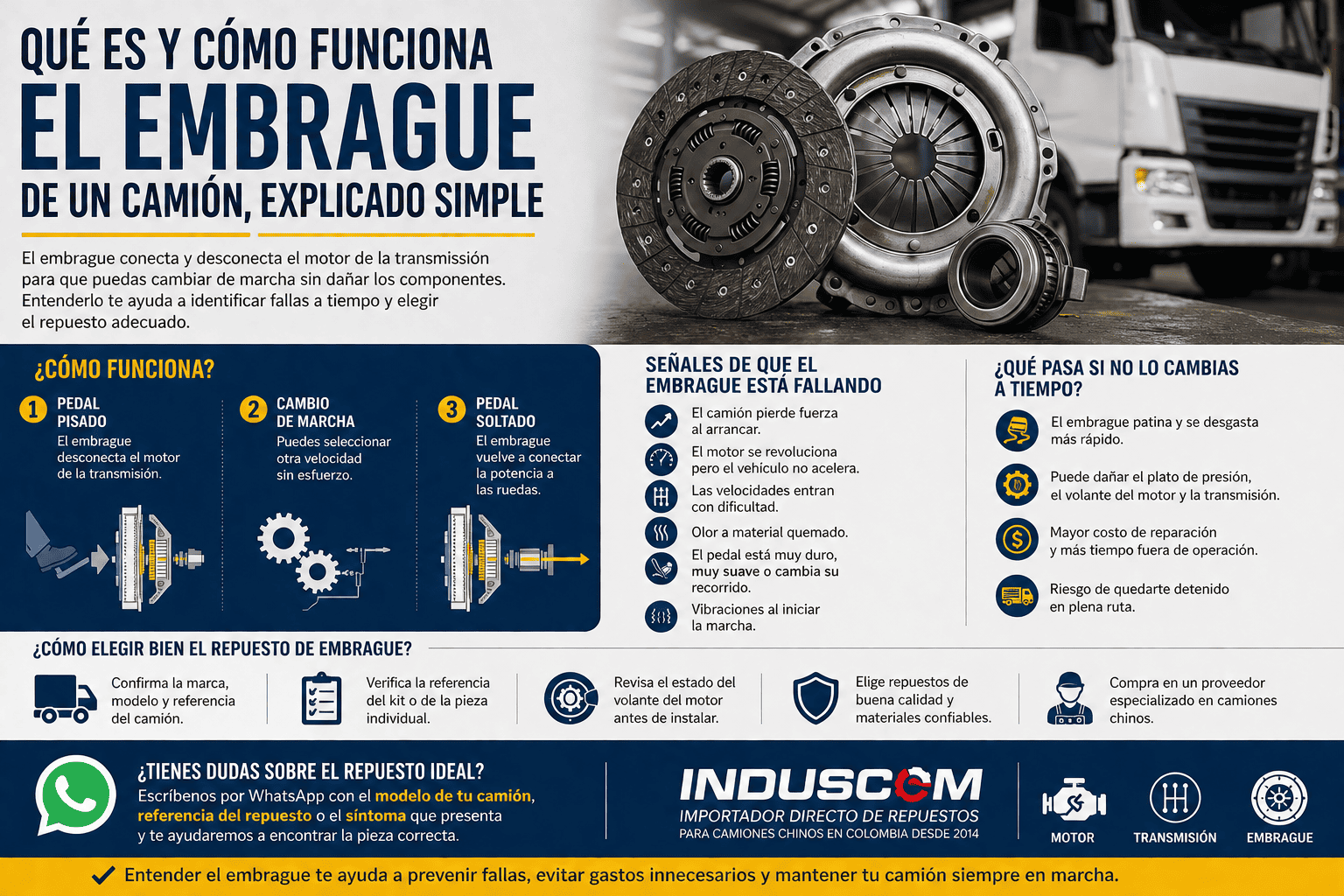 Qué es y cómo funciona el Embrague de un camión, explicado simple