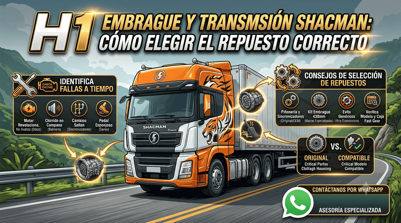Embrague y transmisión Shacman: cómo elegir el repuesto correcto