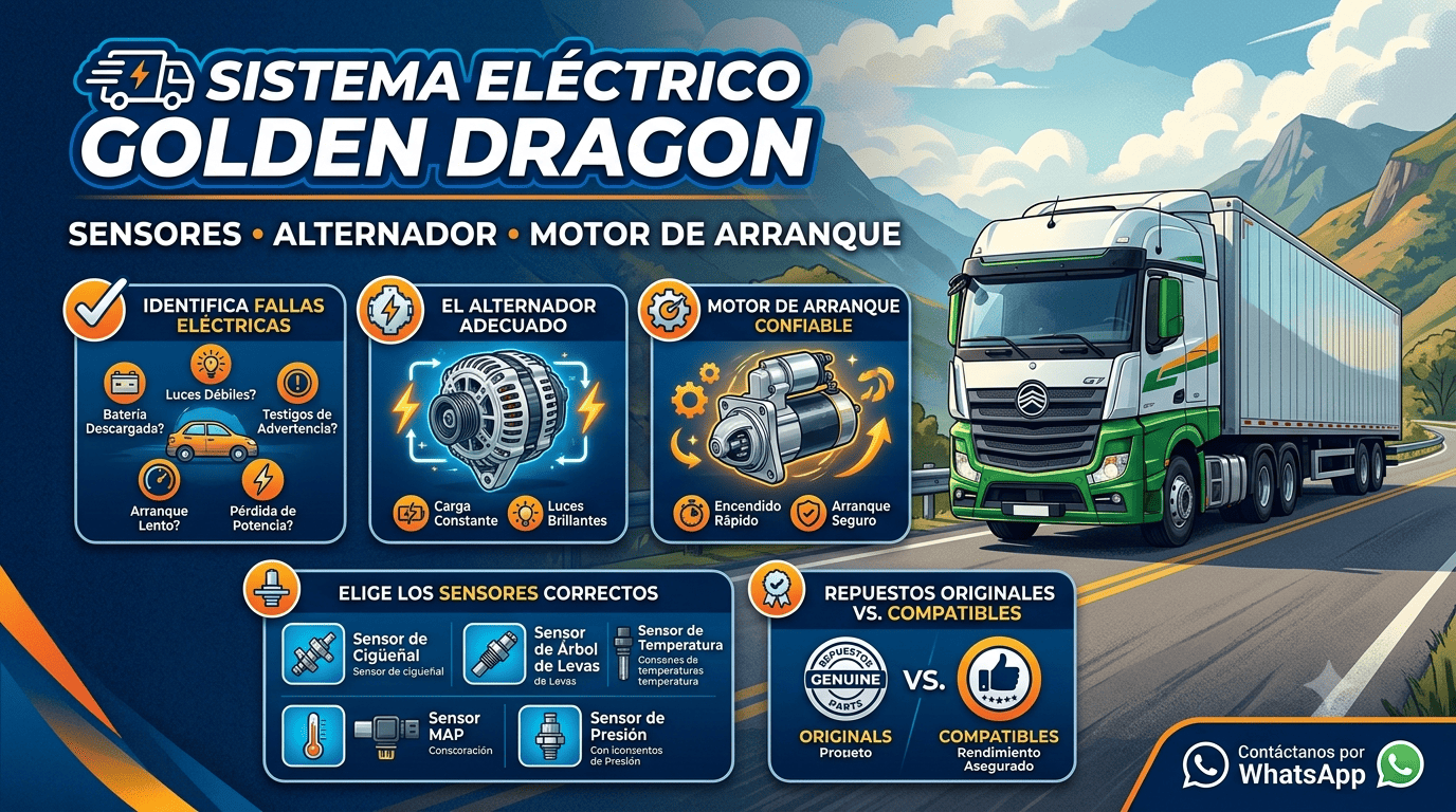 Sistema eléctrico Golden Dragon: sensores, alternador y motor de arranque