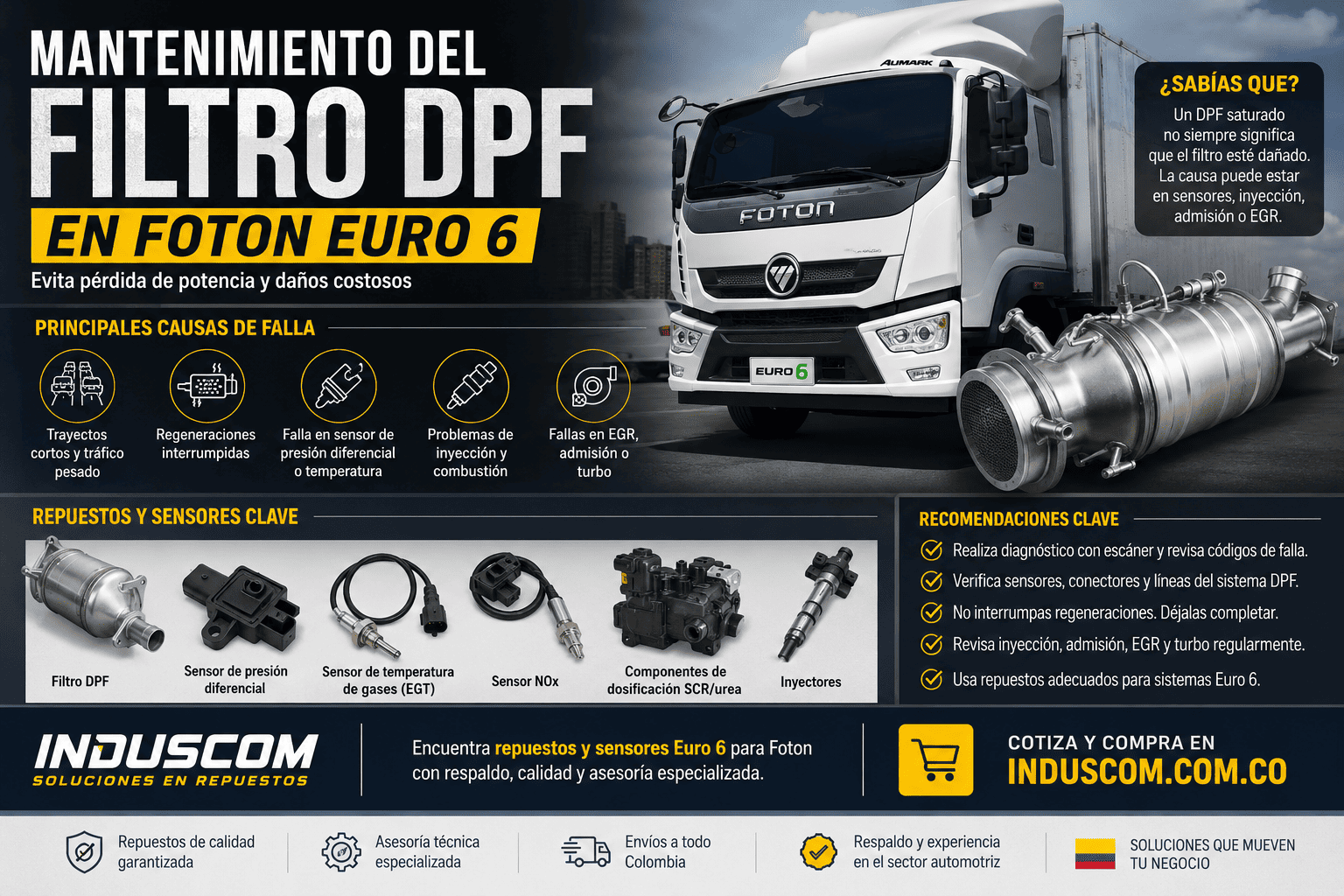 Mantenimiento del DPF en Foton Euro 6