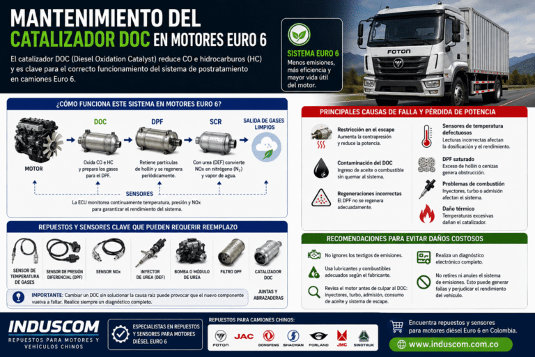 Mantenimiento del catalizador DOC en motores Euro 6