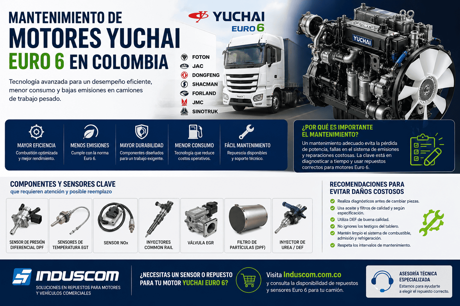 Mantenimiento de Motores Yuchai Euro 6 en Colombia