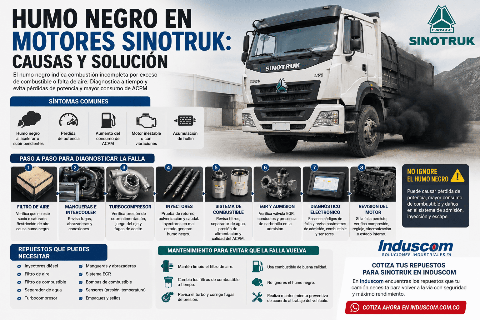 Humo Negro en Motores Sinotruk: Causas y Solución