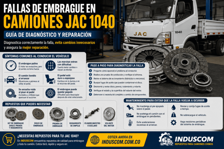 Fallas de embrague en camiones JAC 1040