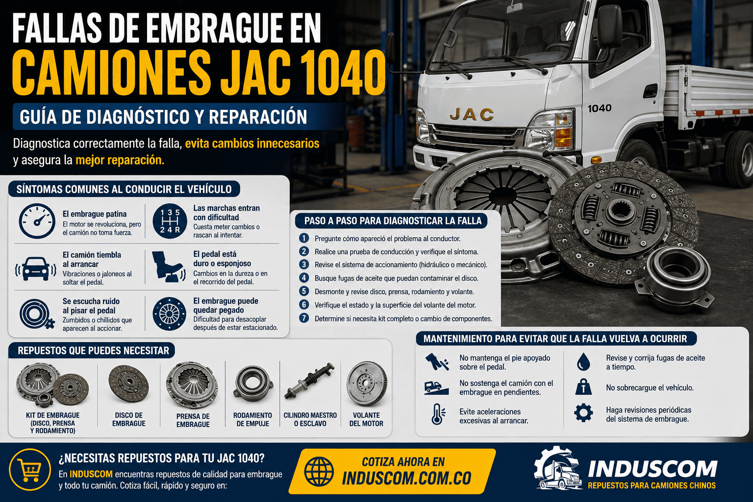 Fallas de embrague en camiones JAC 1040