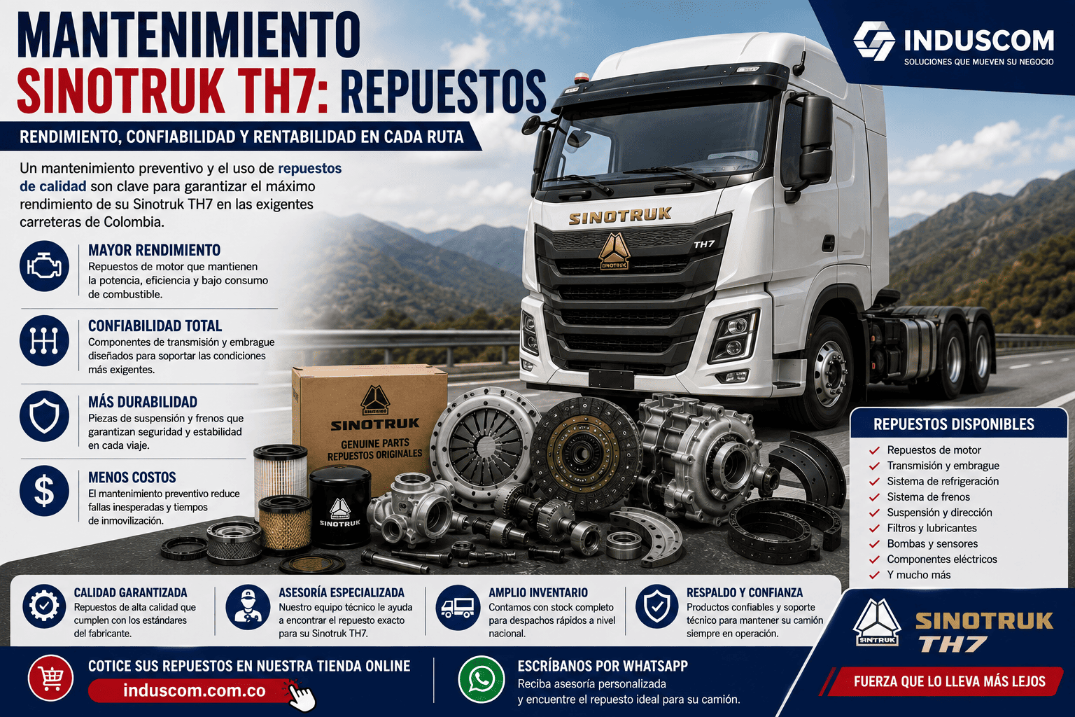 Mantenimiento Sinotruk TH7: Repuestos