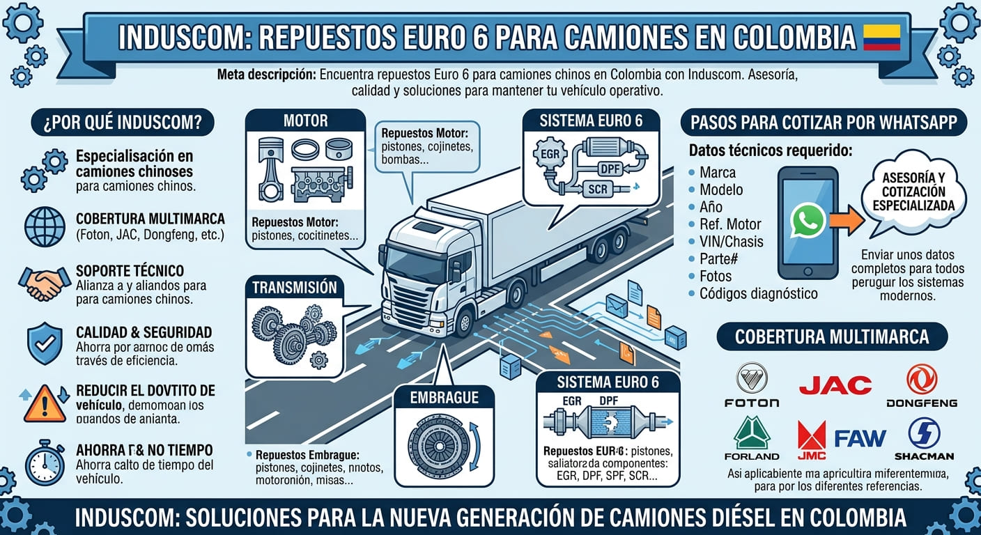 Induscom: repuestos Euro 6 para camiones en Colombia