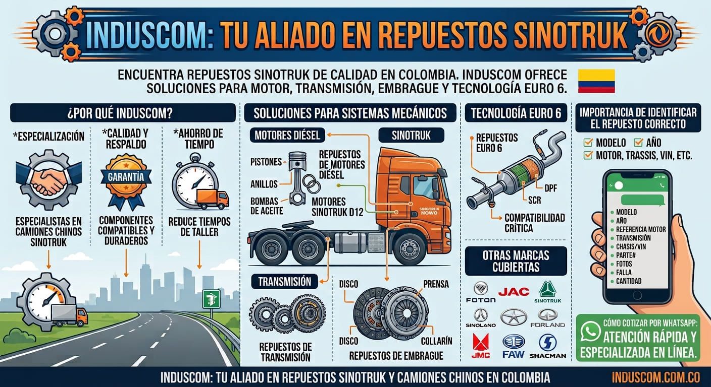 Induscom: tu aliado en repuestos Sinotruk