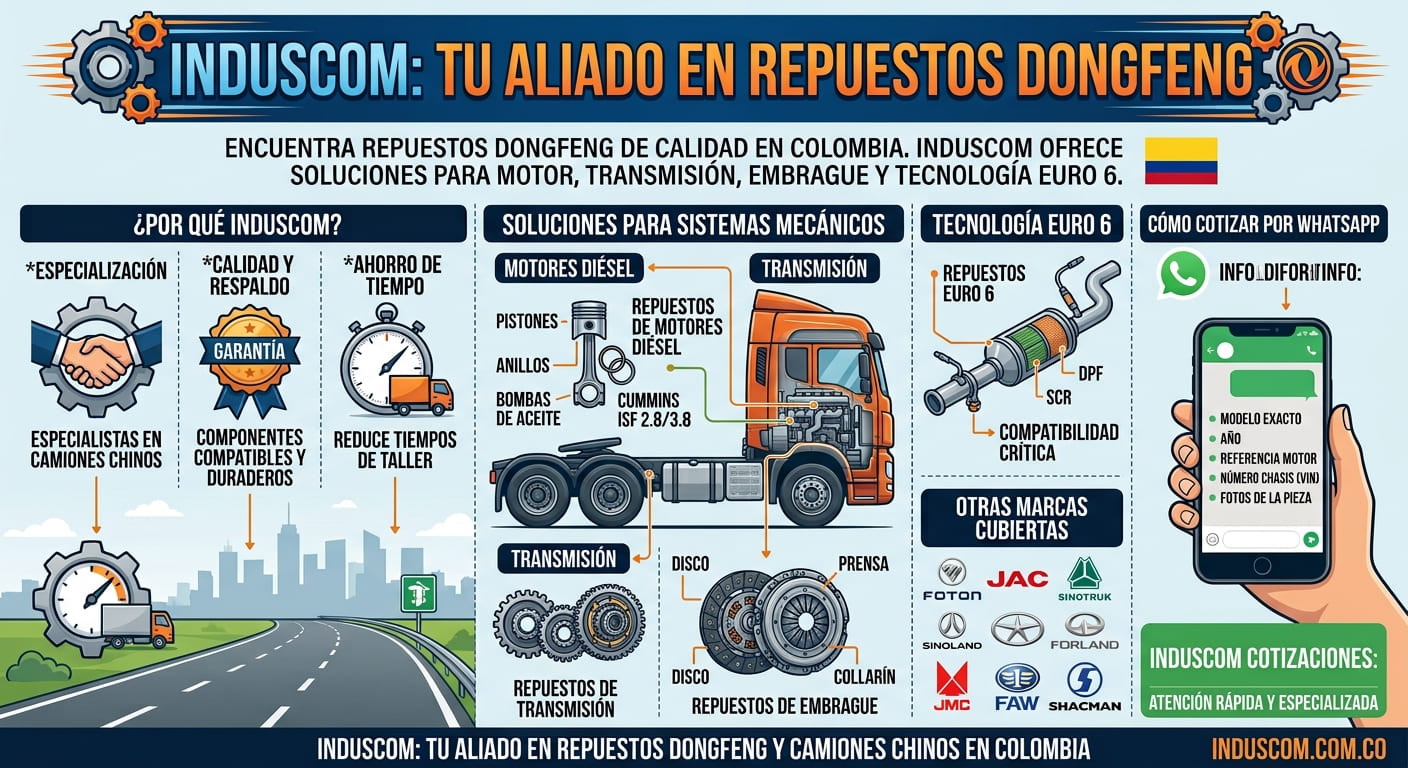 Induscom: tu aliado en repuestos Dongfeng