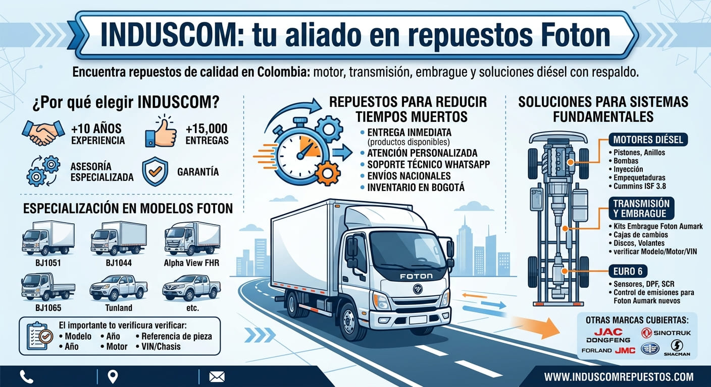 Induscom: tu aliado en repuestos Foton